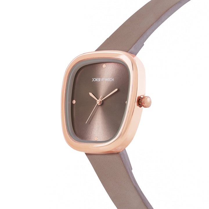 Verity Mocha Medium Square Dial PU Strap Women's Watch