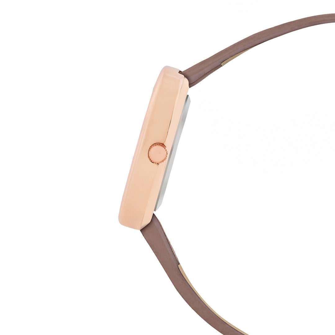 Verity Mocha Medium Square Dial PU Strap Women's Watch