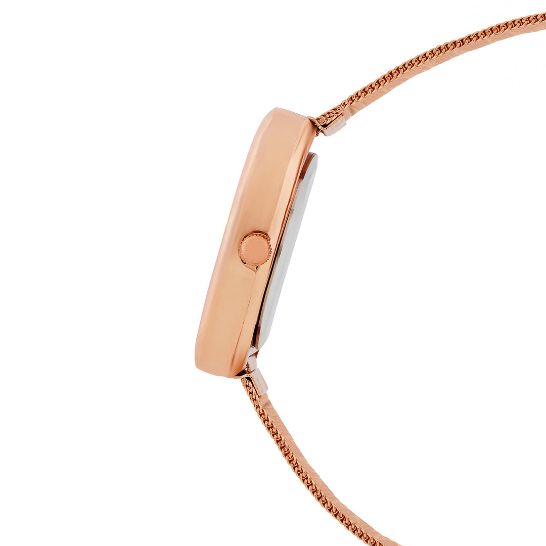 Verity Mocha Medium Square Dial Rose Gold Mesh Strap Women's Watch
