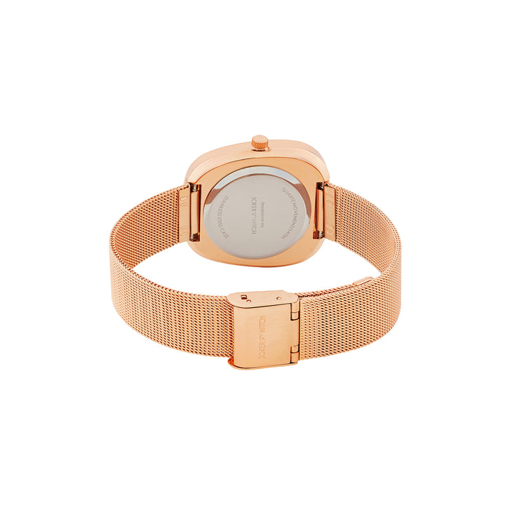 Verity Mocha Medium Square Dial Rose Gold Mesh Strap Women's Watch