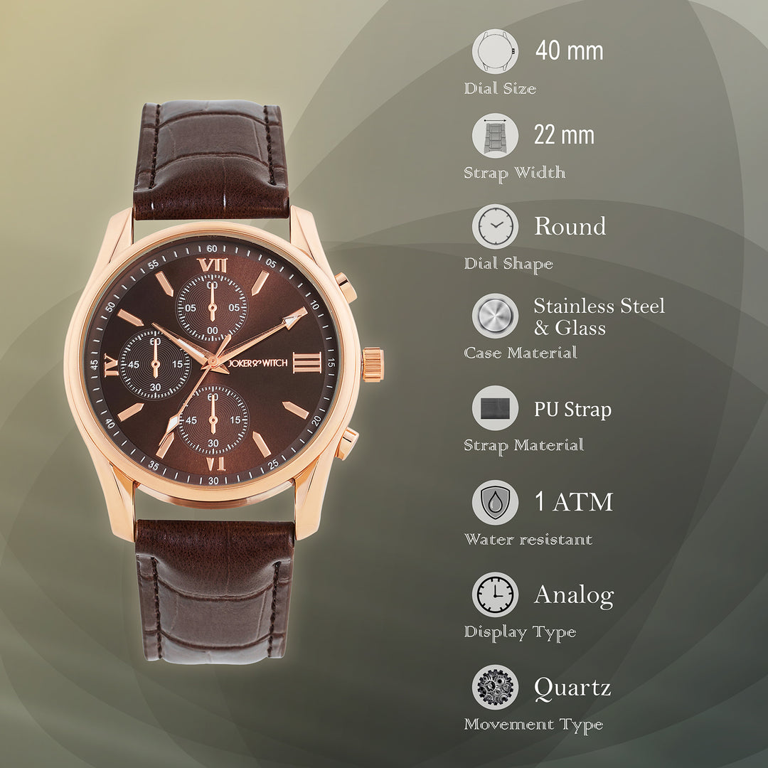 Gladiator Brown Large Dial PU Strap Men's Watch