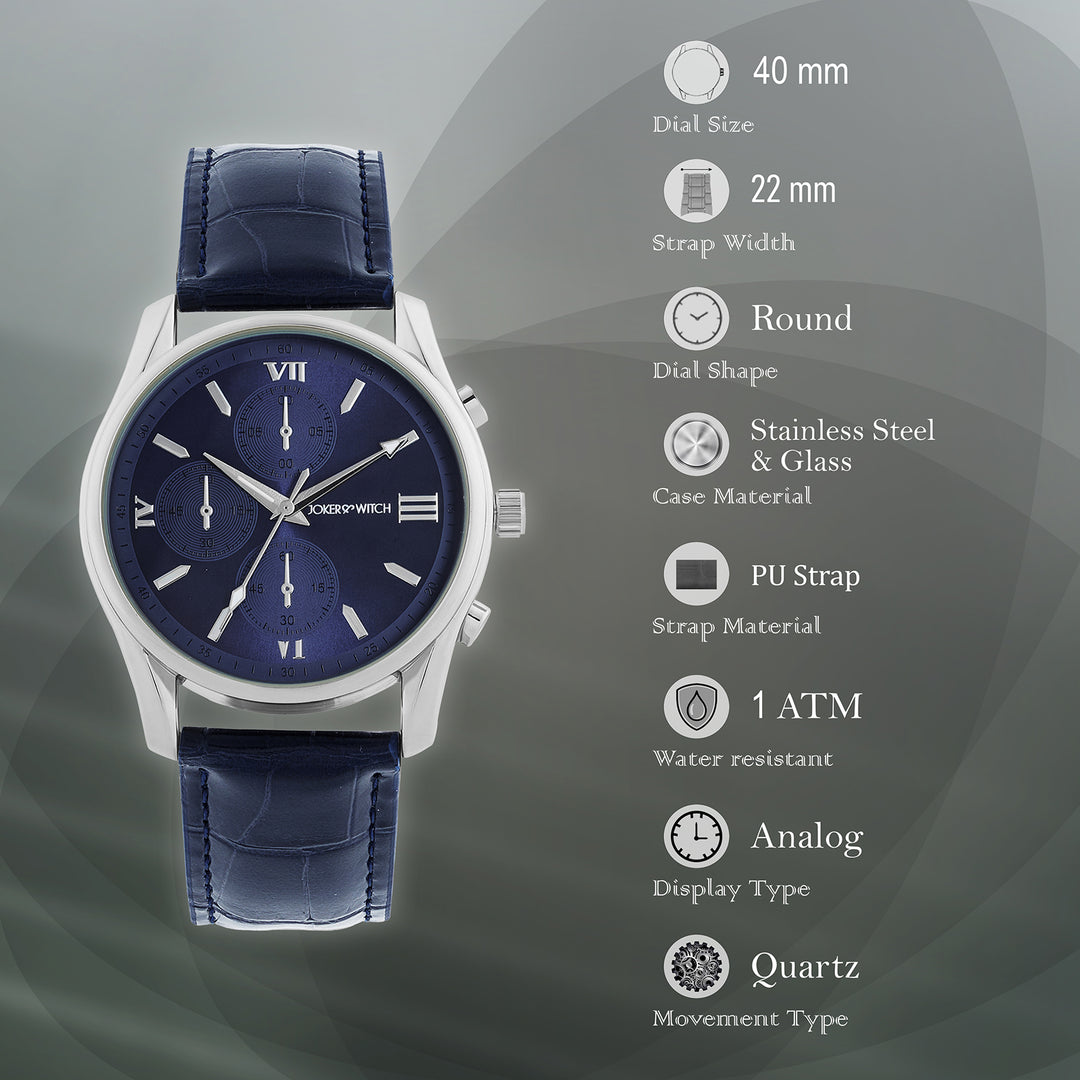 Gladiator Blue Large Dial PU Strap Men's Watch