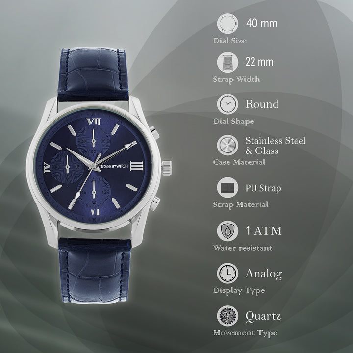 Gladiator Blue Large Dial PU Strap Men's Watch