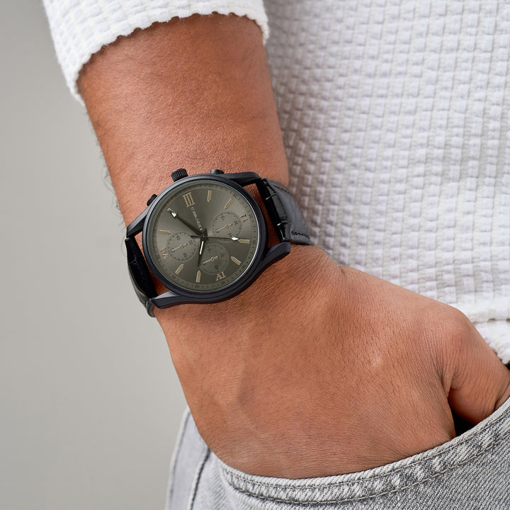 Gladiator Black Large Dial PU Strap Men's Watch