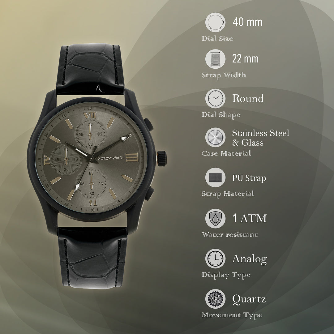 Gladiator Black Large Dial PU Strap Men's Watch