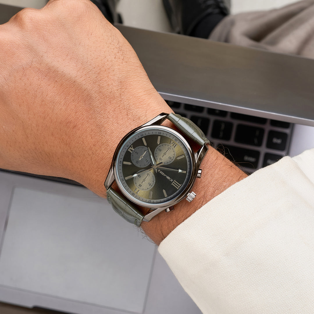 Gladiator Gunmetal Large Dial PU Strap Men's Watch