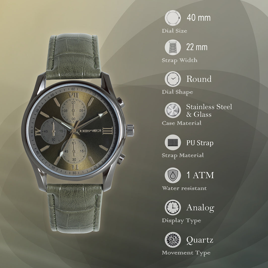 Gladiator Gunmetal Large Dial PU Strap Men's Watch