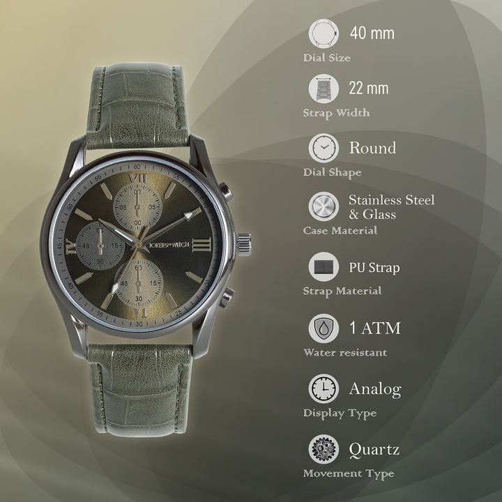 Gladiator Gunmetal Large Dial PU Strap Men's Watch