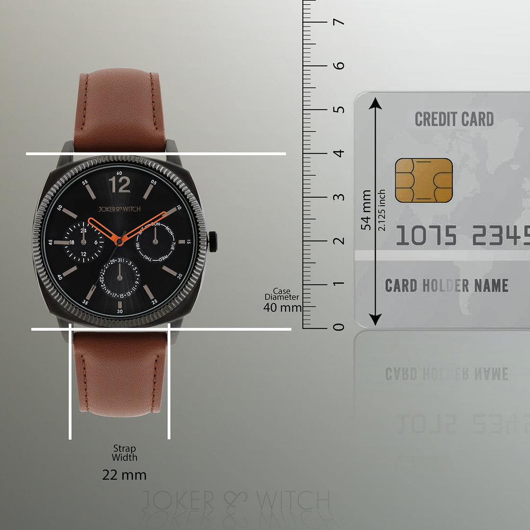 Viking Black Large Dial Brown PU Strap Men's Watch