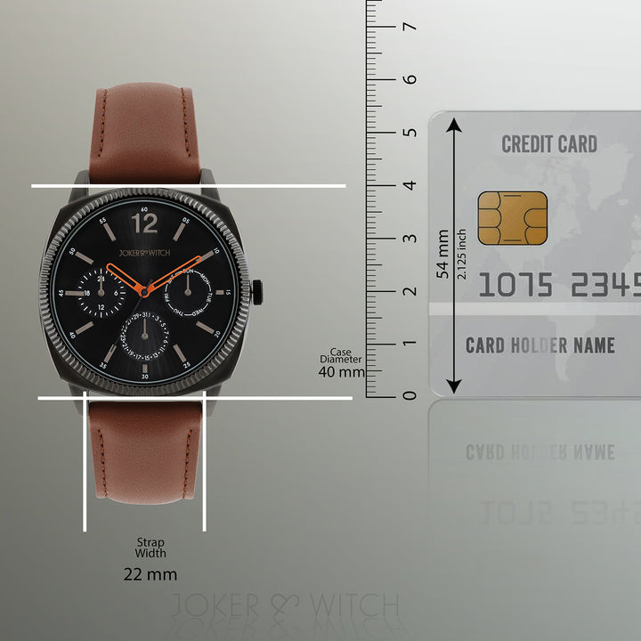 Viking Black Large Dial Brown PU Strap Men's Watch