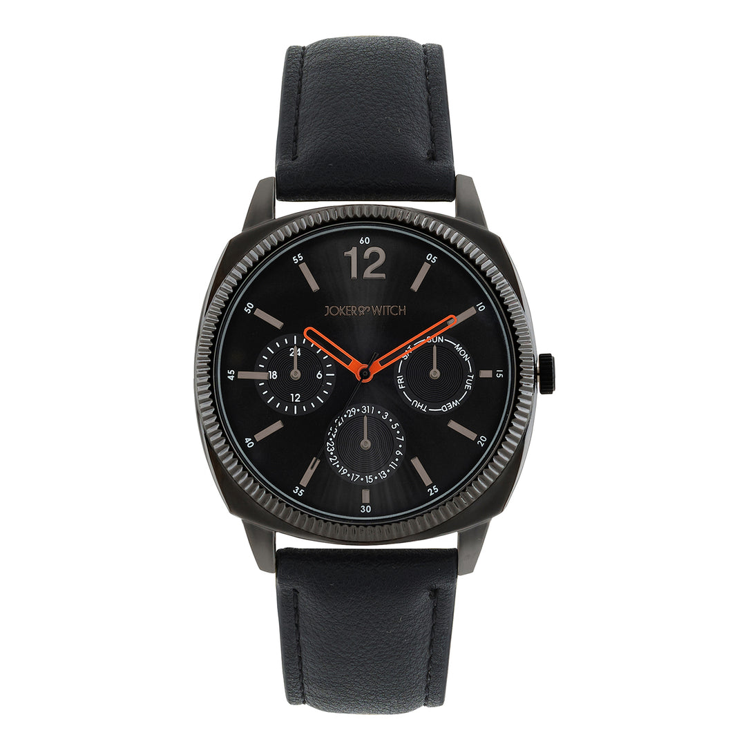 Viking Black Large Dial PU Strap Men's Watch