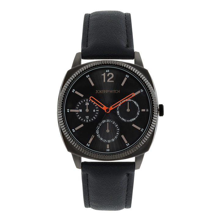 Viking Black Large Dial PU Strap Men's Watch