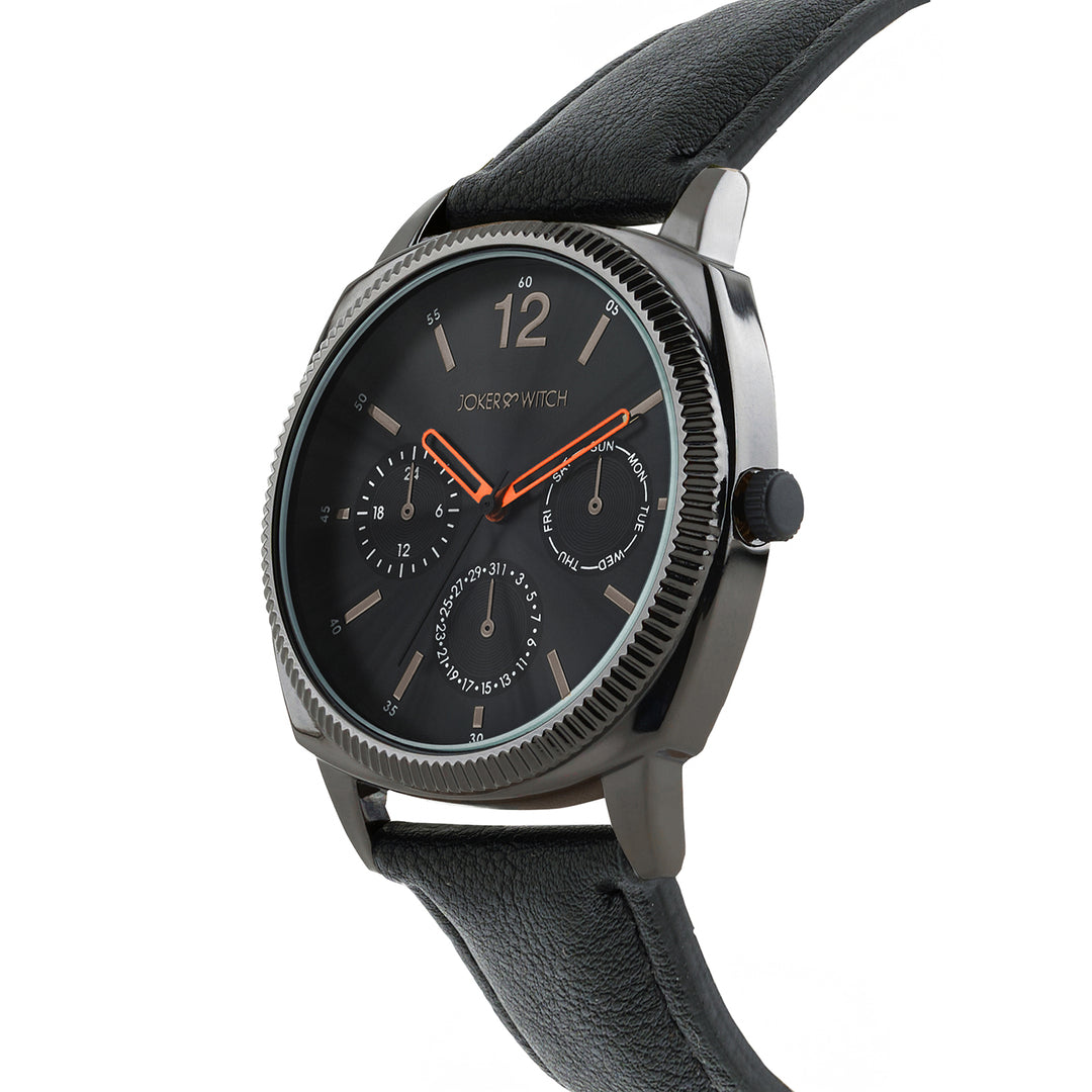 Viking Black Large Dial PU Strap Men's Watch