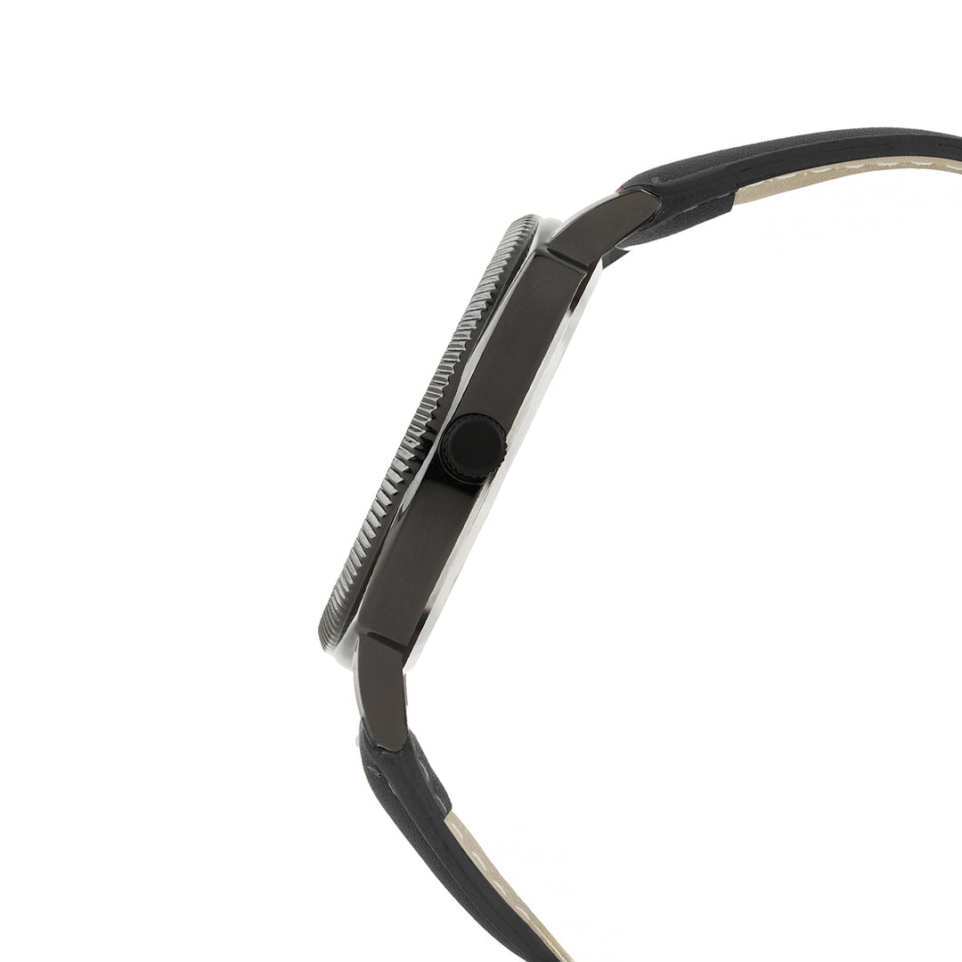 Viking Black Large Dial PU Strap Men's Watch