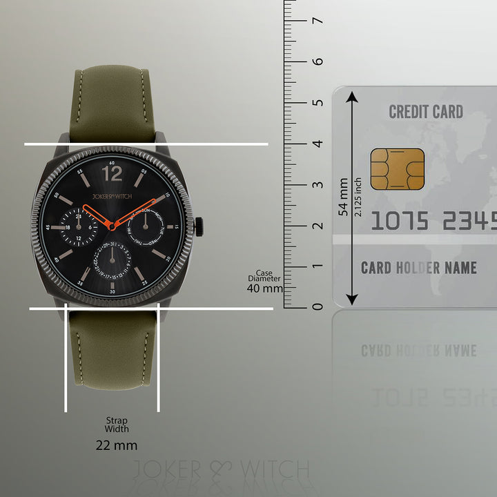 Viking Black Large Dial Olive PU Strap Men's Watch