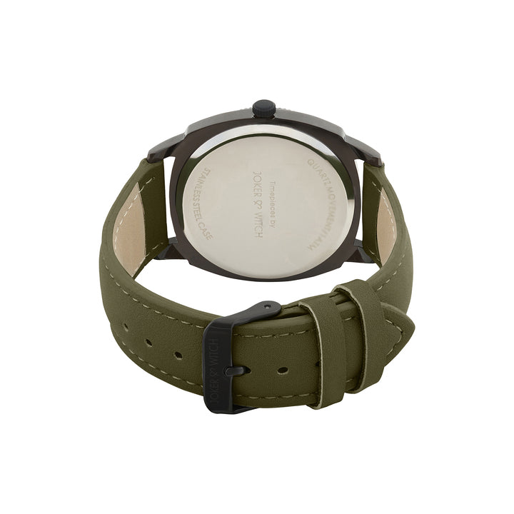 Viking Black Large Dial Olive PU Strap Men's Watch