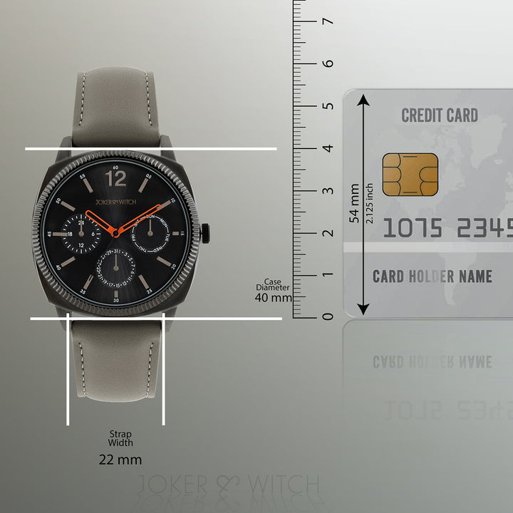 Viking Black Large Dial Grey PU Strap Men's Watch