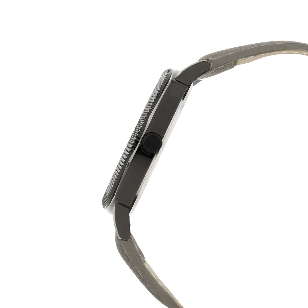 Viking Black Large Dial Grey PU Strap Men's Watch