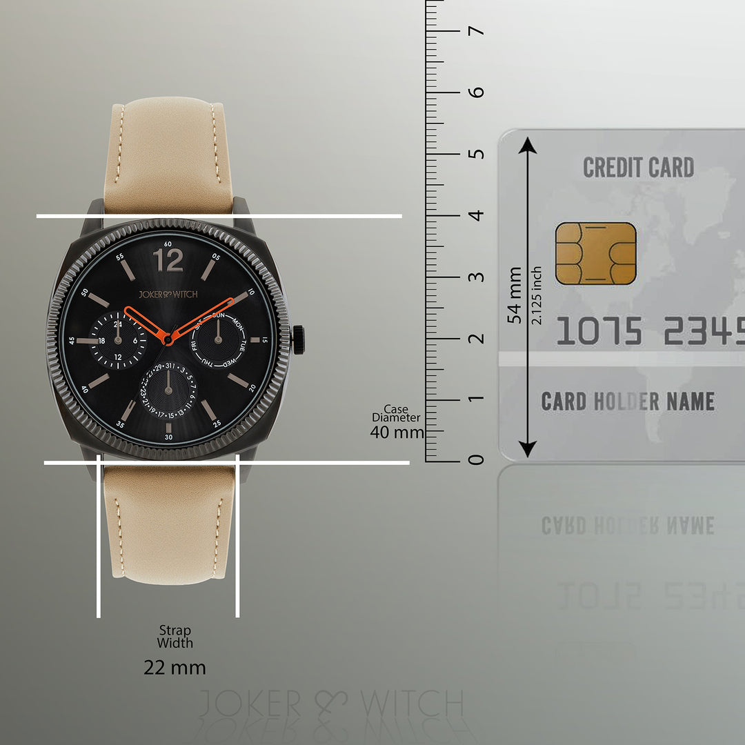 Viking Black Large Dial Sand PU Strap Men's Watch