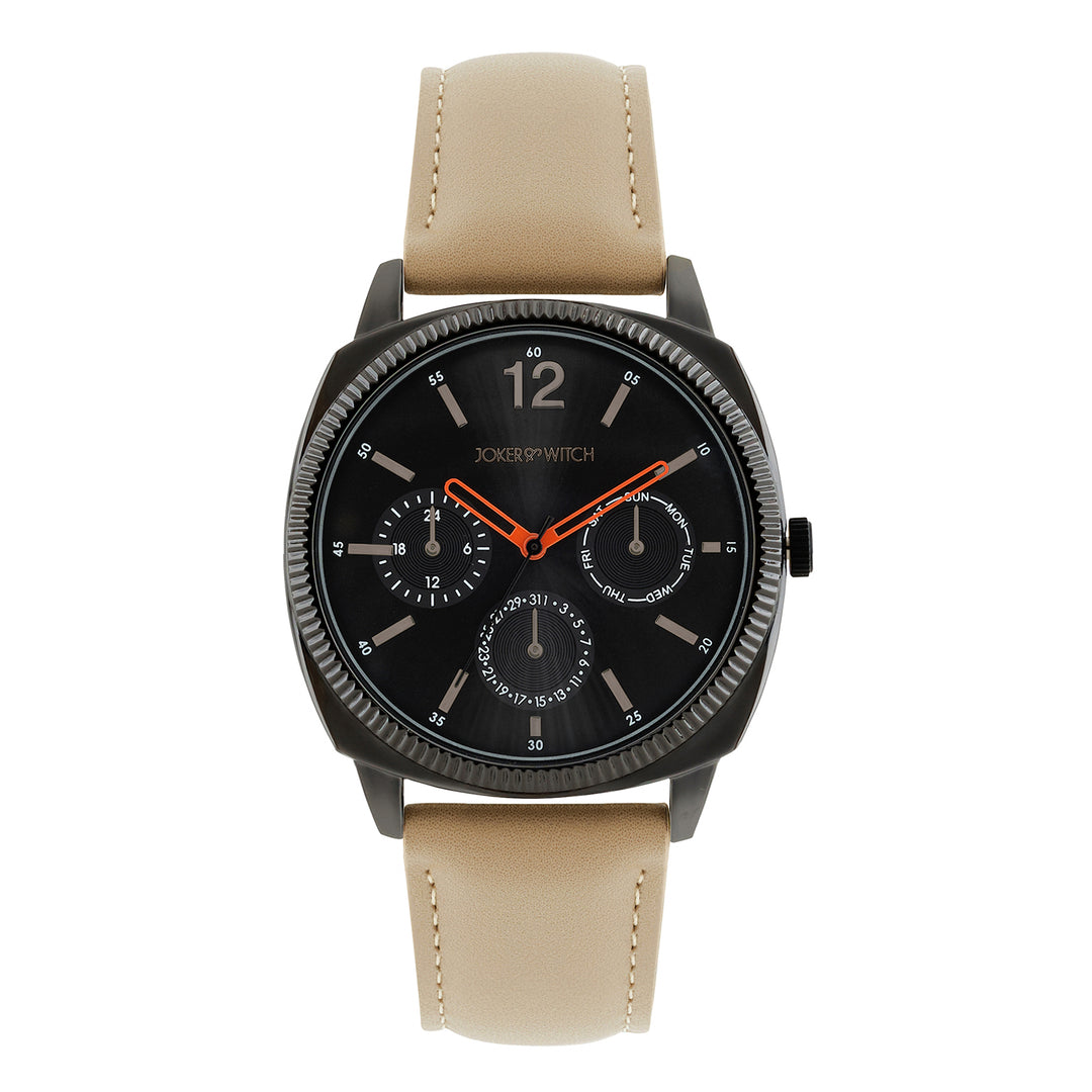 Viking Black Large Dial Sand PU Strap Men's Watch