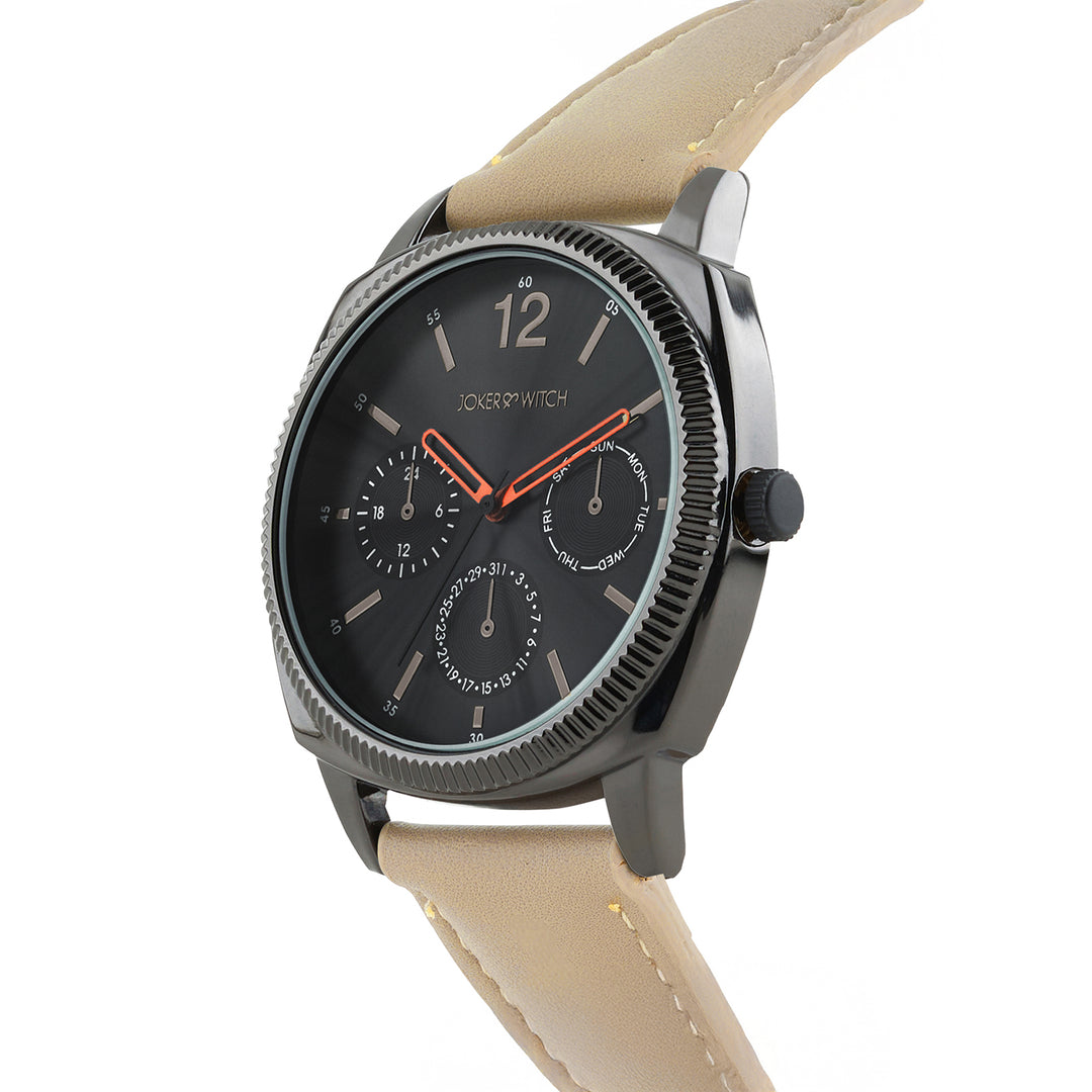 Viking Black Large Dial Sand PU Strap Men's Watch