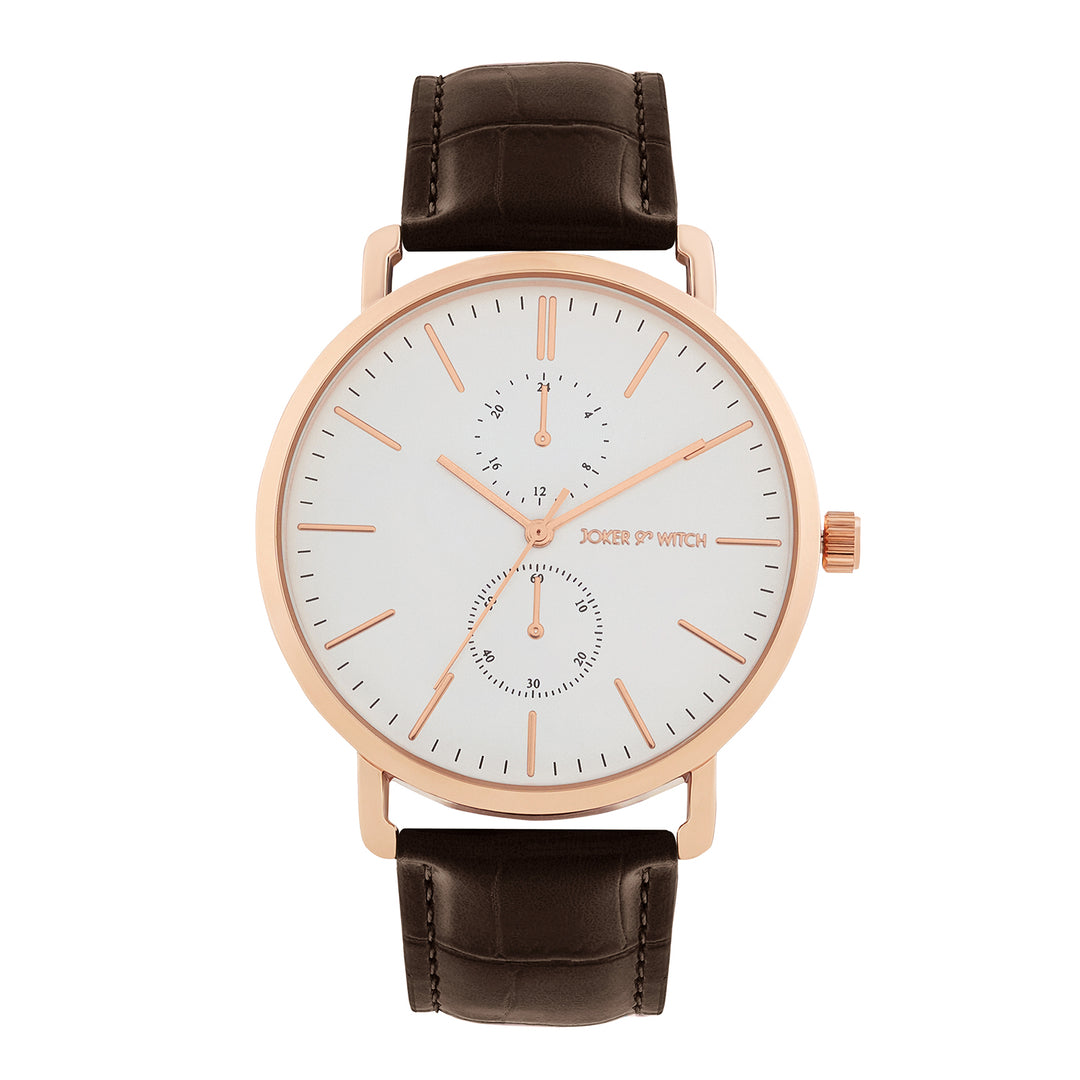 Orion White XLarge Dial Brown PU Strap Men's Watch