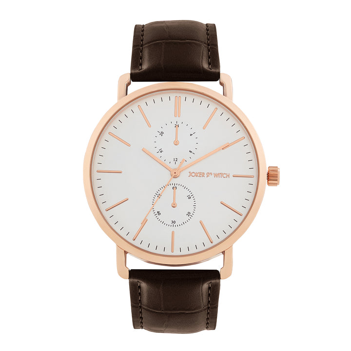 Orion White XLarge Dial Brown PU Strap Men's Watch