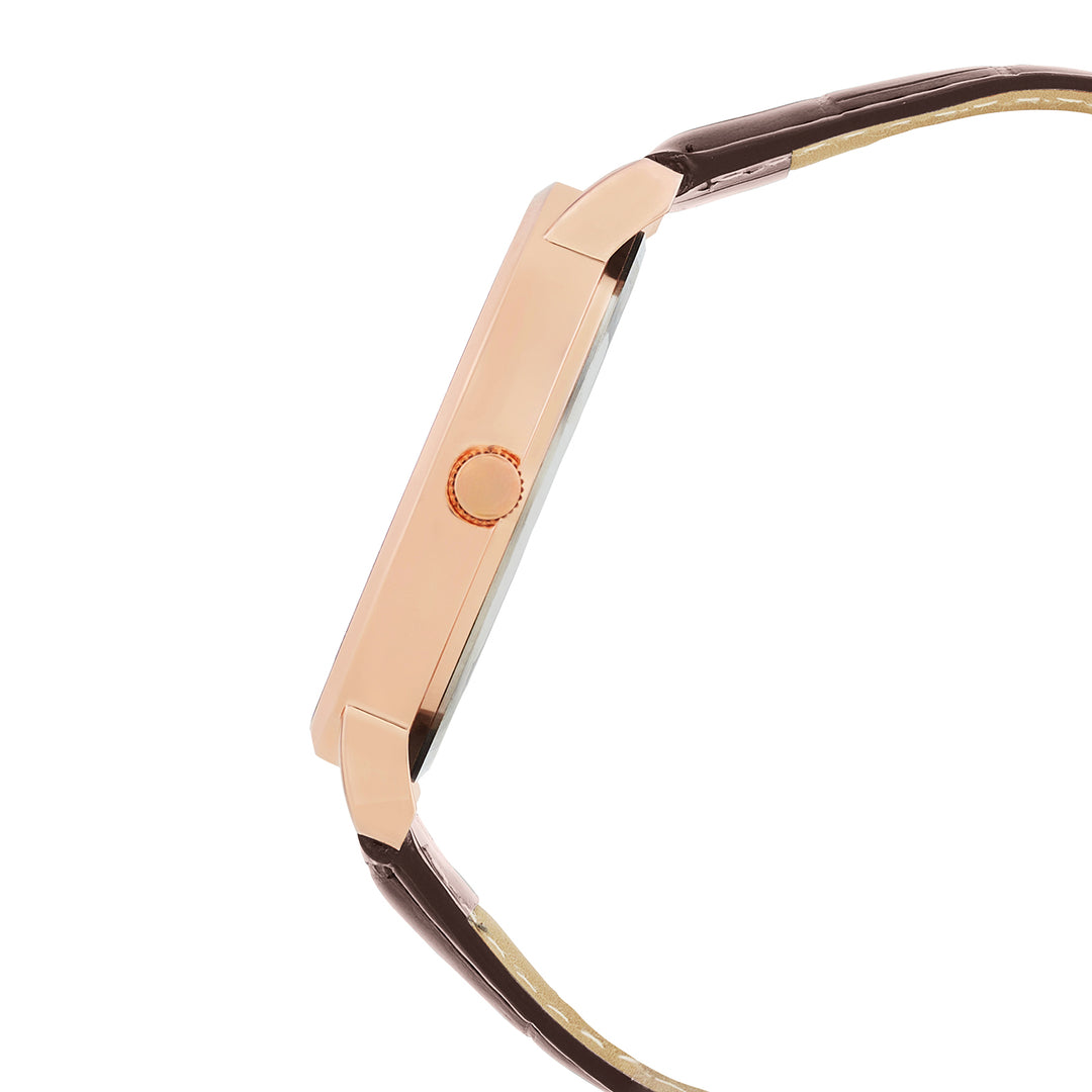 Orion White XLarge Dial Brown PU Strap Men's Watch