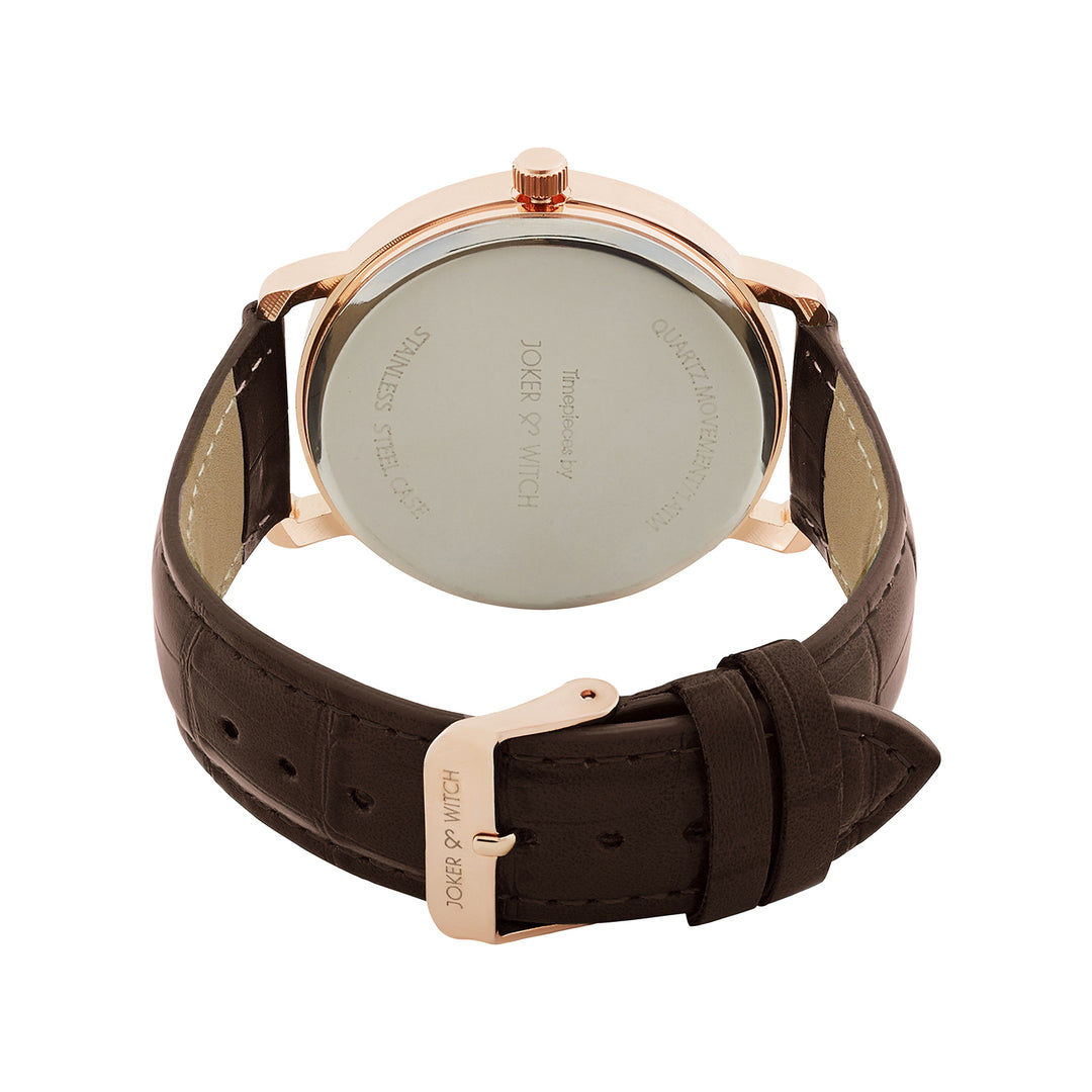 Orion White XLarge Dial Brown PU Strap Men's Watch