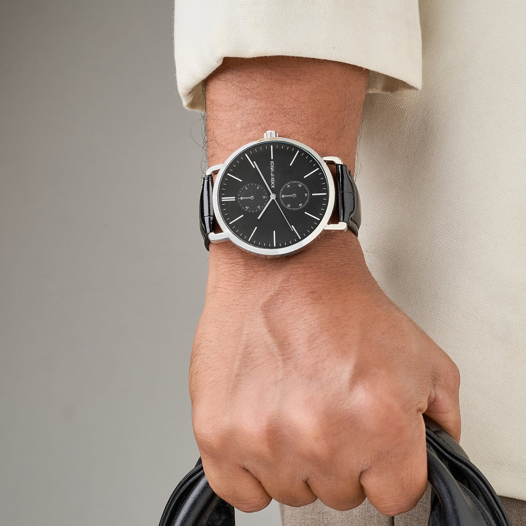 Orion Black XLarge Dial PU Strap Men's Watch