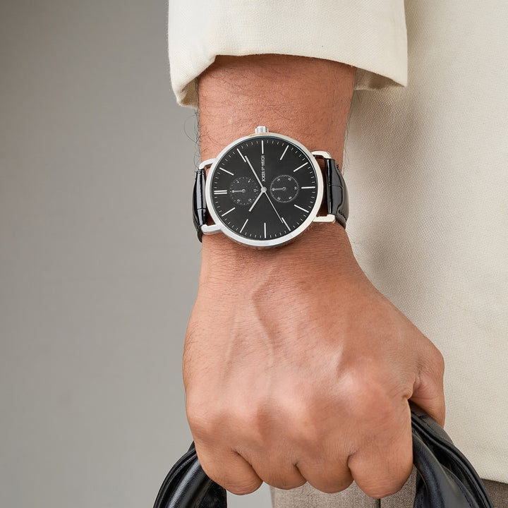 Orion Black XLarge Dial PU Strap Men's Watch