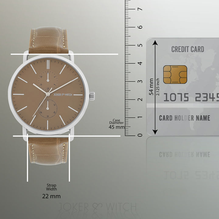 Orion Grey-Brown XLarge Dial PU Strap Men's Watch