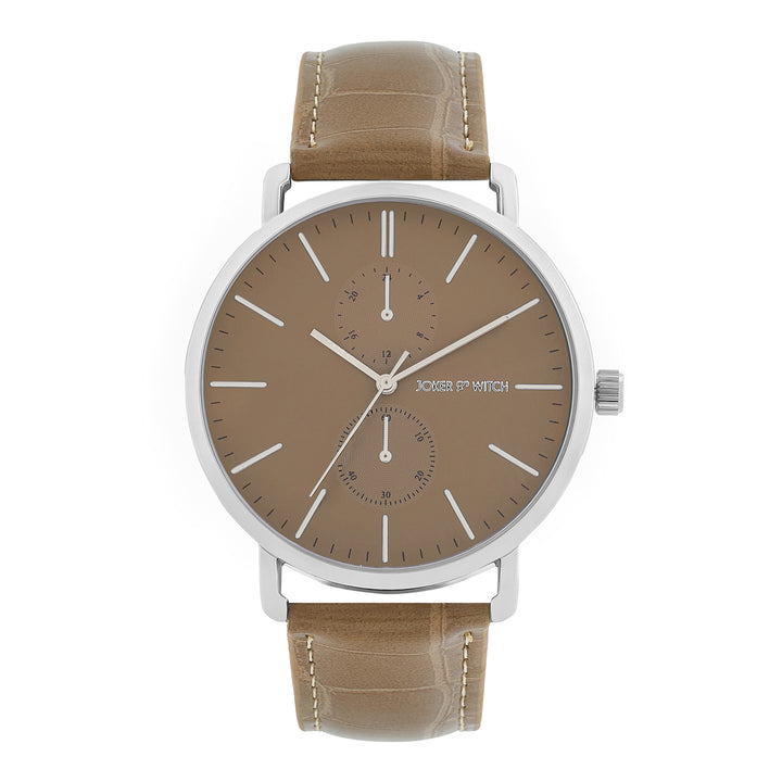 Orion Grey-Brown XLarge Dial PU Strap Men's Watch