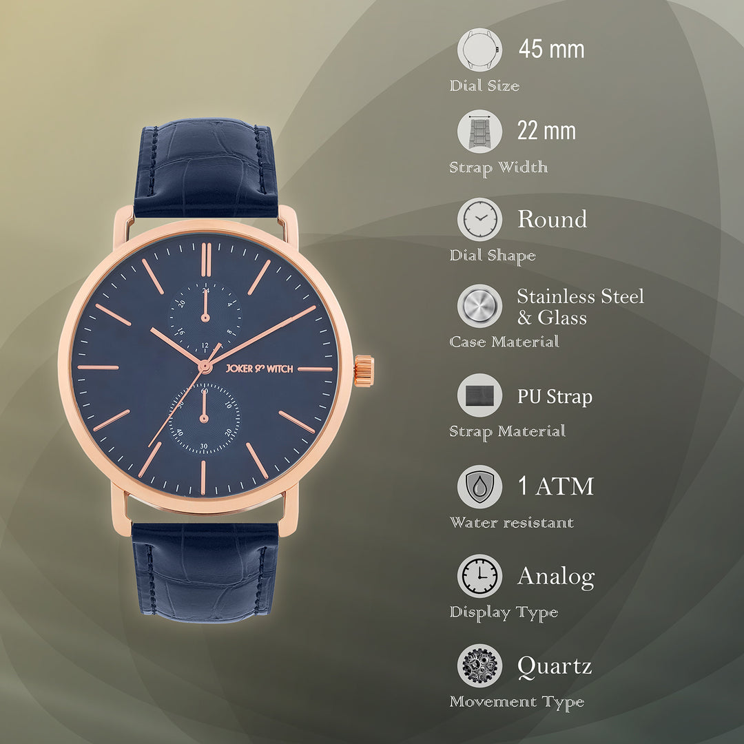 Orion Blue XLarge Dial PU Strap Men's Watch