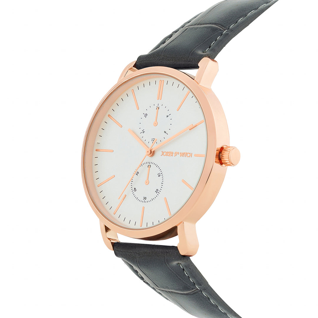 Orion White XLarge Dial Grey PU Strap Men's Watch