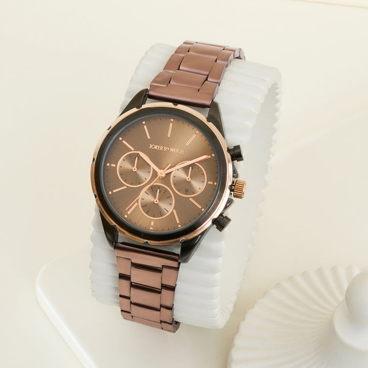 Dubai Brown Large Dial Linked Chain Strap Men's Watch