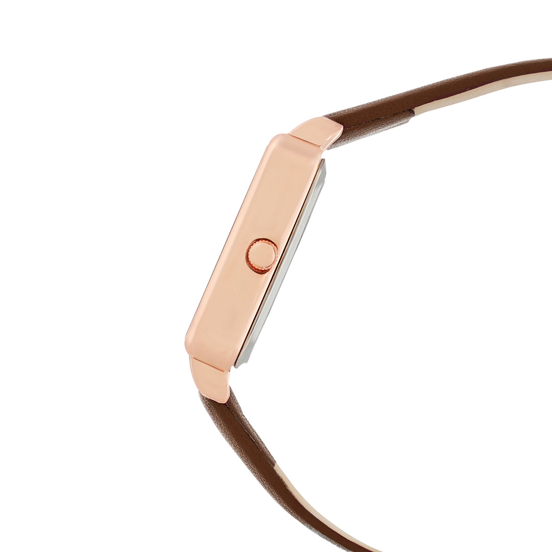 Emily Square Brown Small Dial PU Strap Watch
