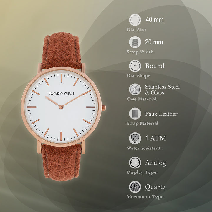 Hope White Large Dial Mocha PU Strap Women's Watch