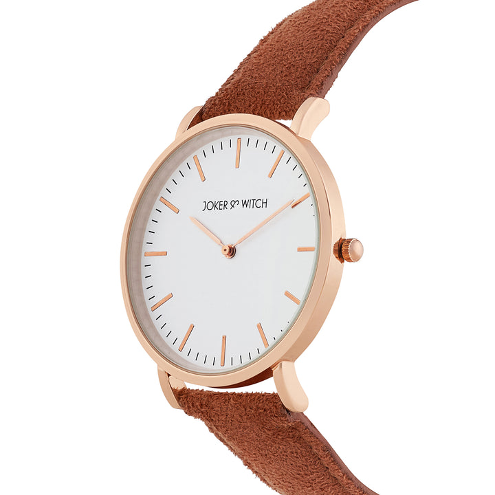 Hope White Large Dial Mocha PU Strap Women's Watch