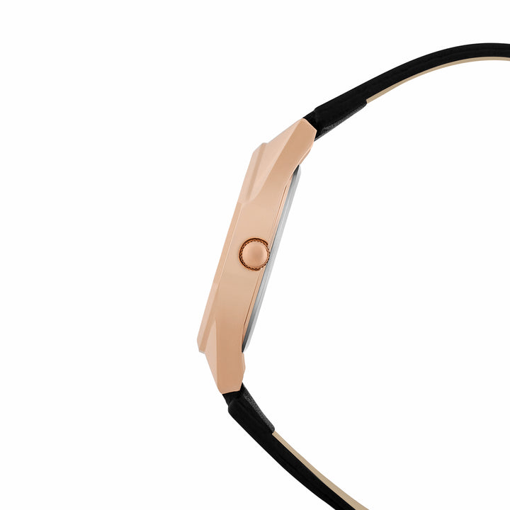 Roey Rose Gold Sunray Dial Black PU Strap Women's Watch