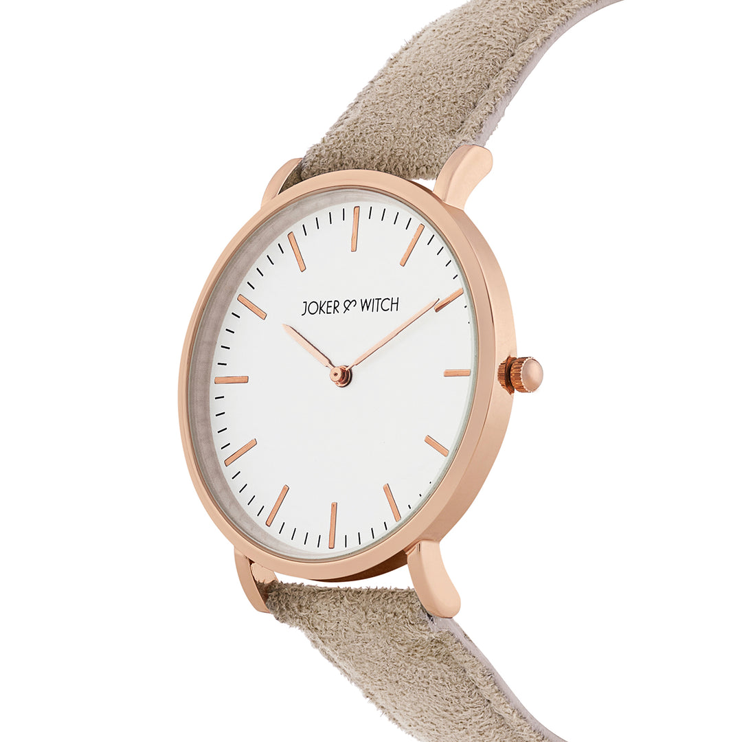 Hope White Large Dial Crème PU Strap Women's Watch