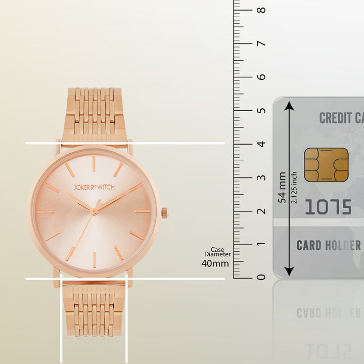 Nebula Rose Gold Sunray Large Dial Rose Gold Linked Chain Strap Women's Watch