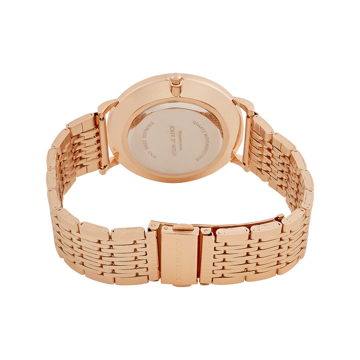 Nebula Rose Gold Sunray Large Dial Rose Gold Linked Chain Strap Women's Watch