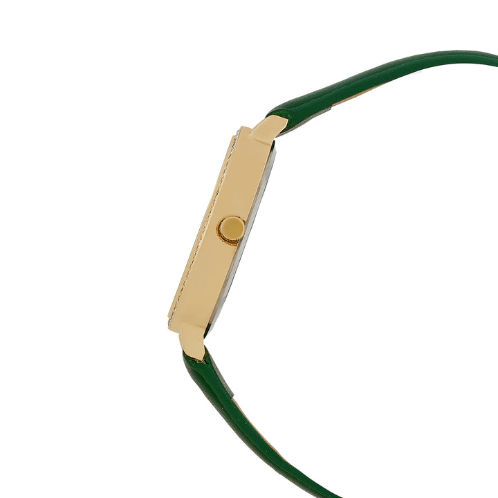 Sunrise Emerald Medium Rhinestone Dial PU Strap Women's Watch