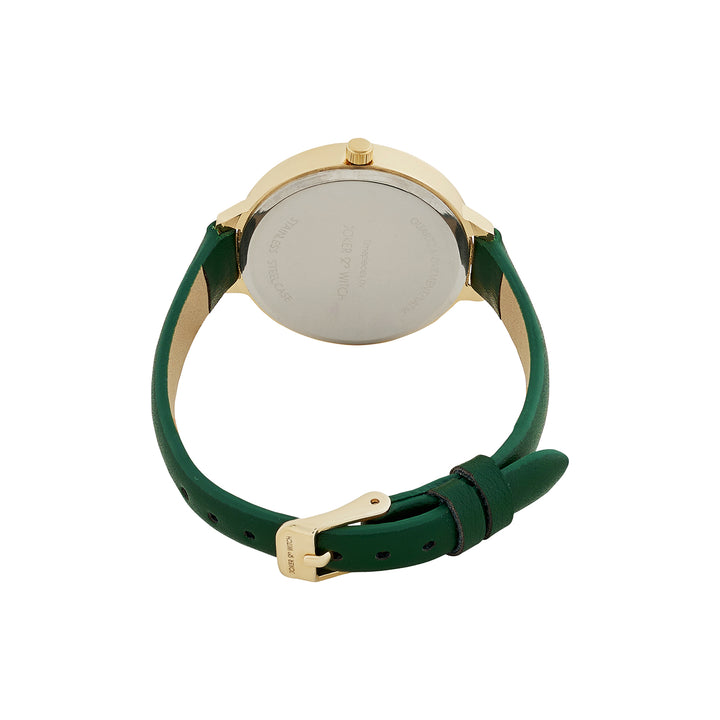 Sunrise Emerald Medium Rhinestone Dial PU Strap Women's Watch