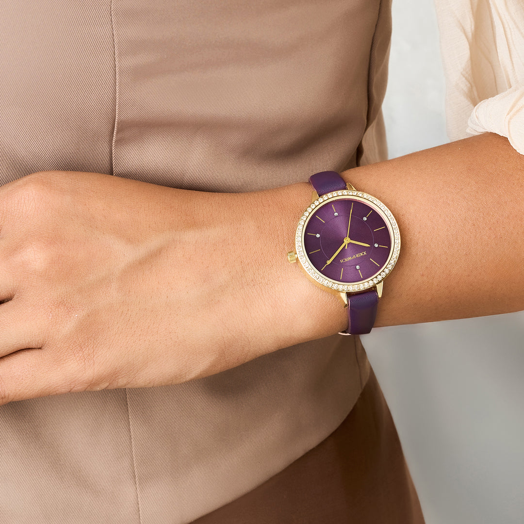 Sunrise Purple Medium Rhinestone Dial PU Strap Women's Watch