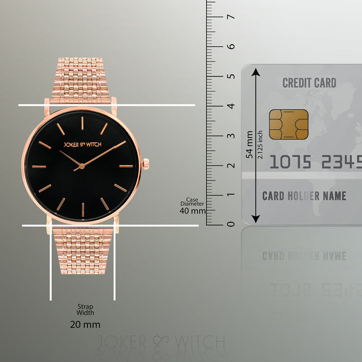 Nebula Black Large Dial Rose Gold Linked Chain Strap Women's Watch