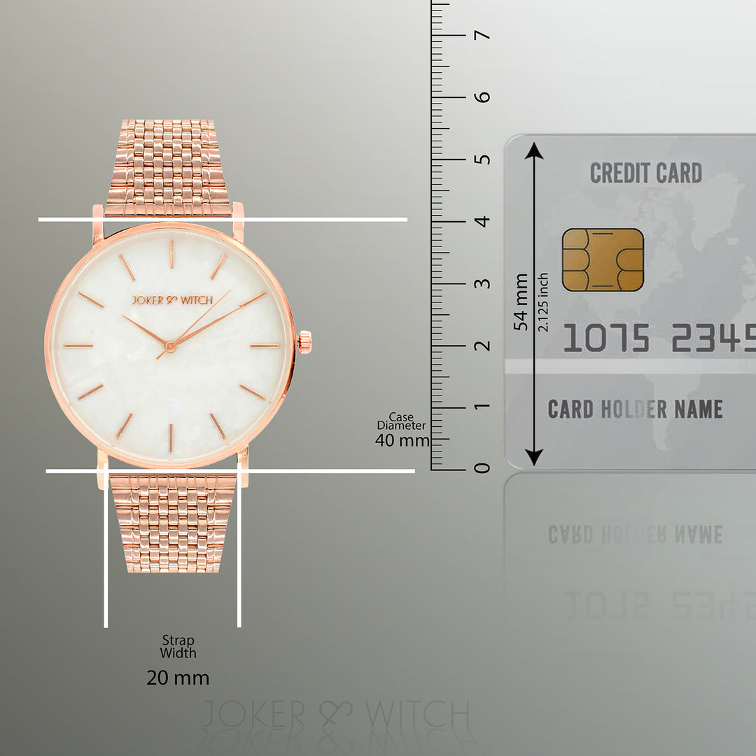 Nebula White MOP Large Dial Rose Gold Linked Chain Strap Women's Watch