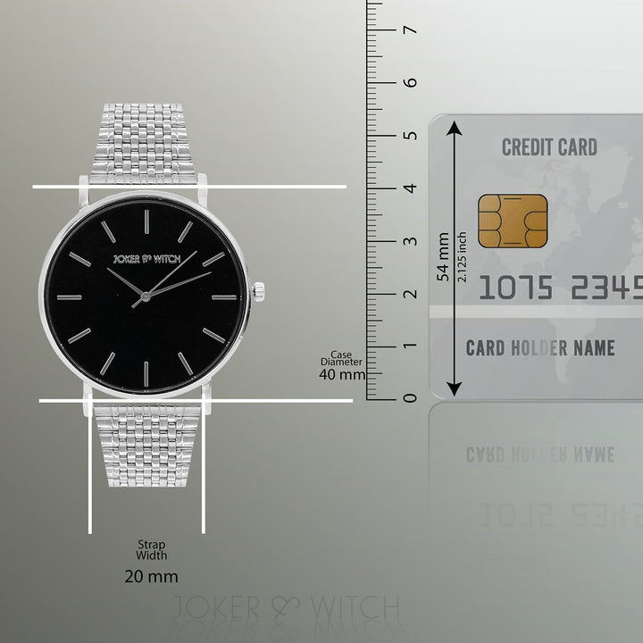 Nebula Black Large Dial Silver Linked Chain Strap Women's Watch