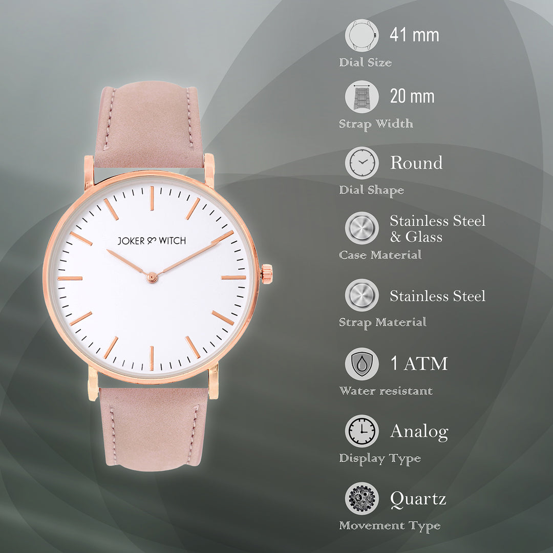 Hope White Large Dial Pink PU Strap Women's Watch